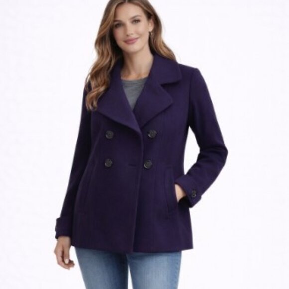 Banana Republic Jackets & Blazers - Banana Republic Deep Purple Wool Pea Coat – Size Small